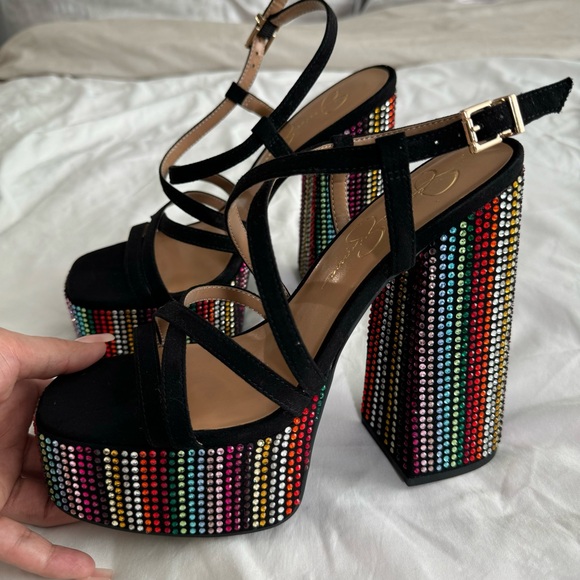 Jessica Simpson Multicolor Rhinestone Platform Heels - Picture 7 of 8